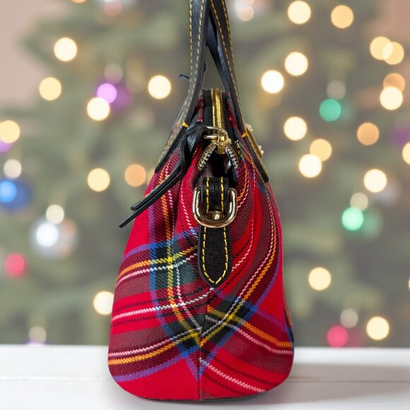 Dooney & Bourke Mini Windsor Cotton Tartan Dome Satchel w/ Crossbody Strap - New - Picture 3 of 9